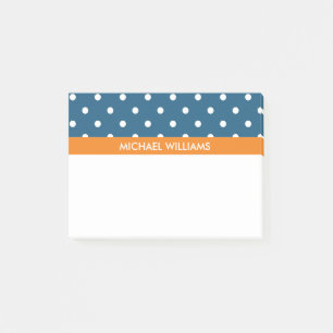 Blue Polka Dots with Orange Stripes Post-it Notes