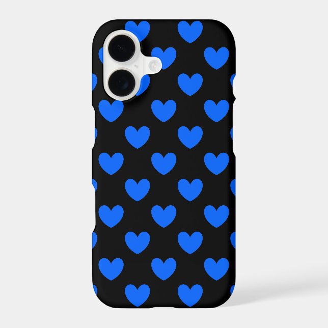 Blue polka hearts on black (Back)