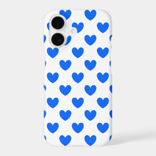 Blue polka hearts on white