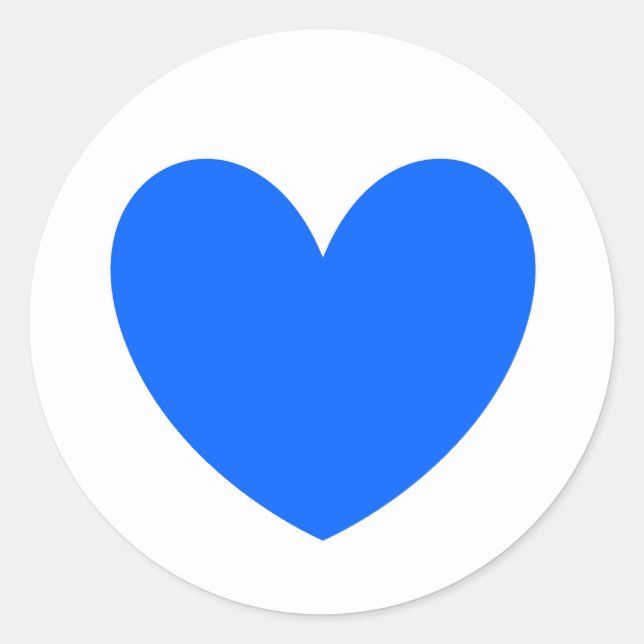 Blue polka hearts on white classic round sticker (Front)