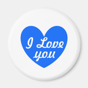 Blue polka hearts on white magnet