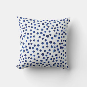 Blue Polka: Watercolor Dot Seamless. Cushion