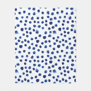 Blue Polka: Watercolor Dot Seamless. Fleece Blanket