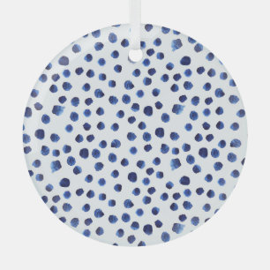 Blue Polka: Watercolor Dot Seamless. Glass Tree Decoration
