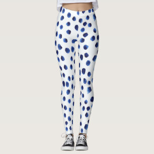 Blue Polka: Watercolor Dot Seamless. Leggings