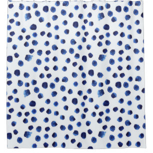 Blue Polka: Watercolor Dot Seamless. Shower Curtain