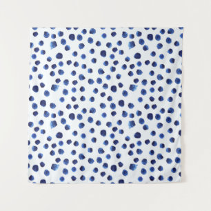 Blue Polka: Watercolor Dot Seamless. Tapestry