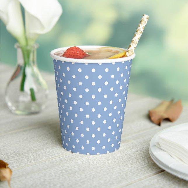 Blue Polkadot Baby Shower Paper Cups (Insitu)