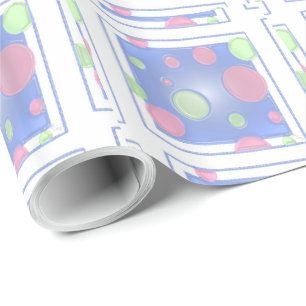 Blue Polkadot Box Wrapping Paper