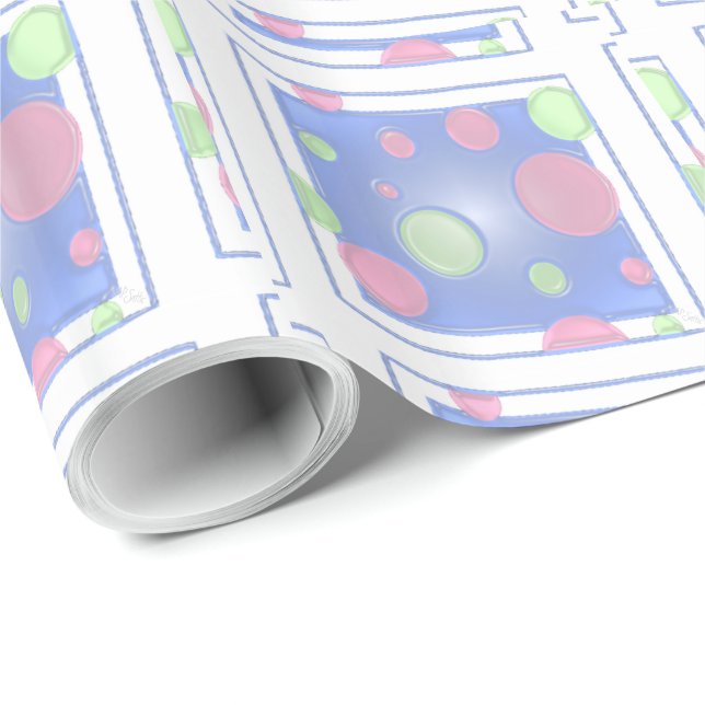 Blue Polkadot Box Wrapping Paper (Roll Corner)