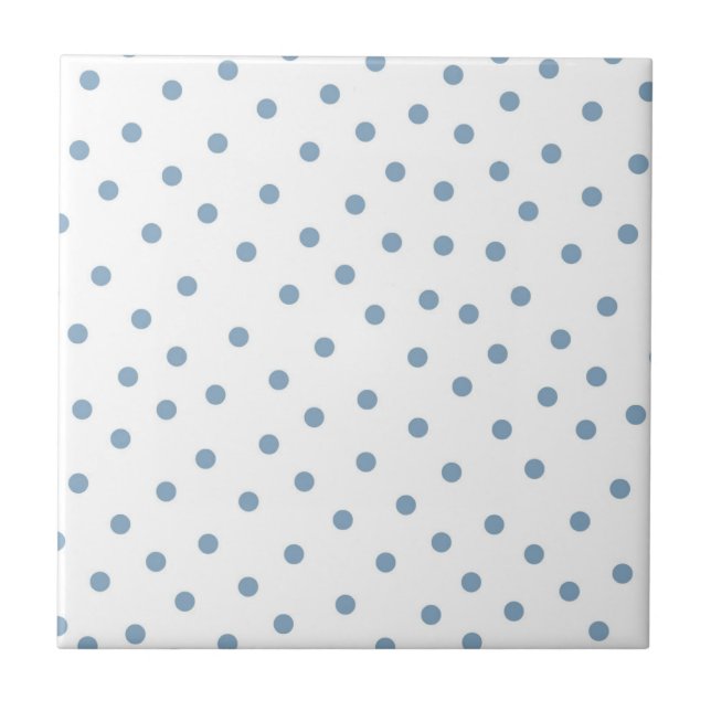 Blue Polkadot Pattern Ceramic Tile (Front)
