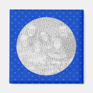 Blue Polkadot Photo Magnet Template