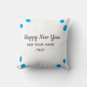 Blue polkadots happy new year add name messasimple cushion
