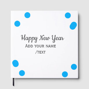 Blue polkadots happy new year add name messasimple guest book