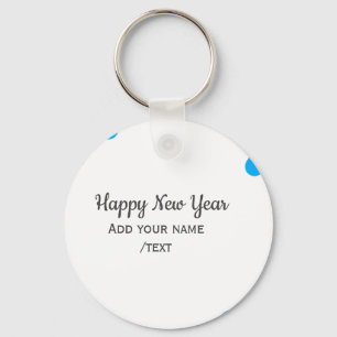 Blue polkadots happy new year add name messasimple key ring