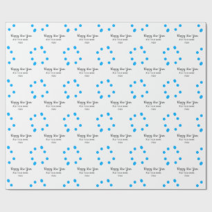 Blue polkadots happy new year add name messasimple wrapping paper