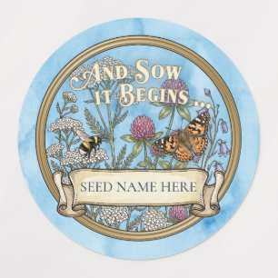 Blue Pollinator Seed Packet Sticker Custom Label