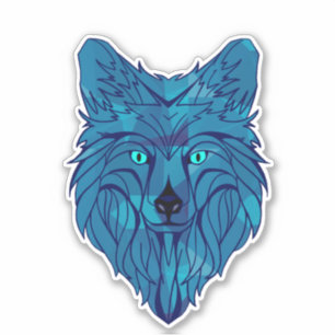Blue Poly Wolf Head