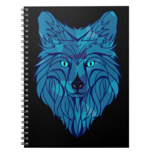 Blue Poly Wolf Head Notebook