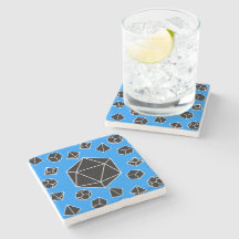 Blue Polyhedral Dice Coaster