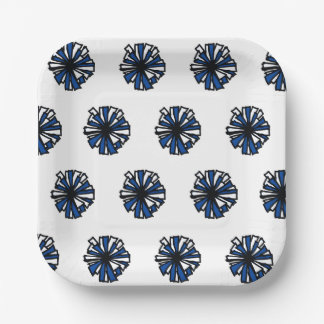Blue Pom Paper Plate