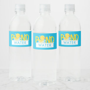 Blue Pond Water Watercolor Rubber Duck Bottle Label