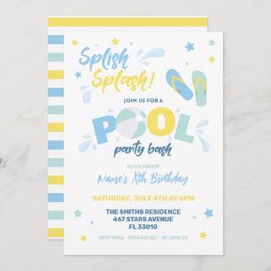 Blue Pool Party Invitation