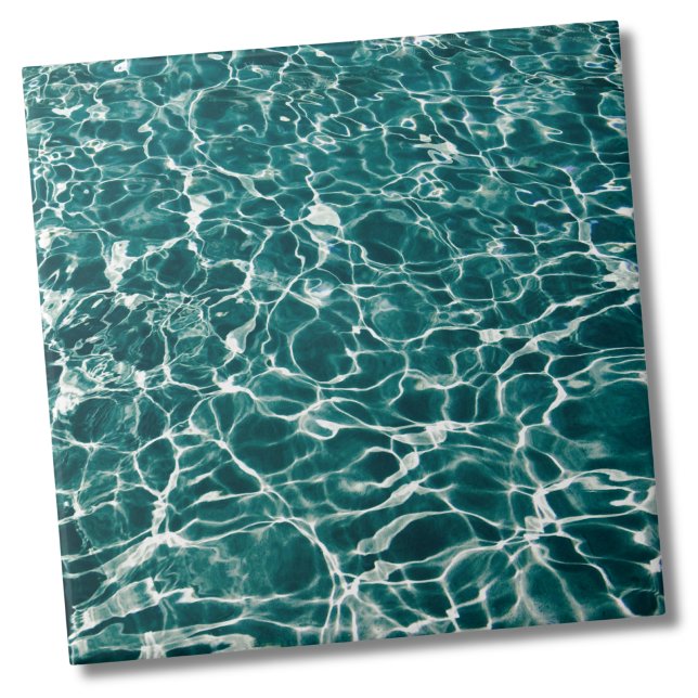 Blue Pool Water Ceramic Tile (Peaceful Summer Aqua Blue Swimming Pool Water Ceramic Tile)