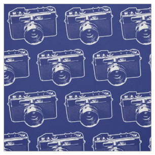 Blue Pop Art Camera Fabric