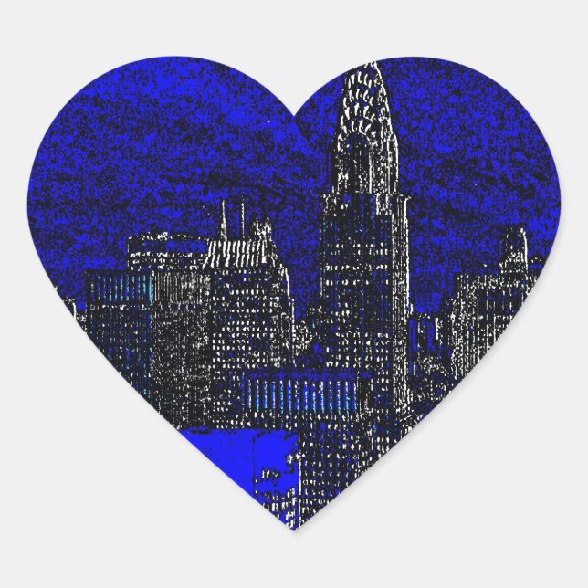 Blue Pop Art New York City Heart Sticker (Front)