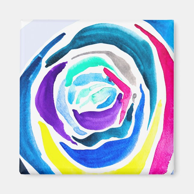 Blue pop art rose watercolor magnet (Front)