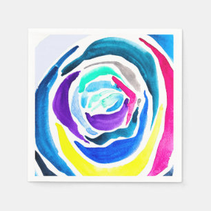 Blue pop art rose watercolor napkin