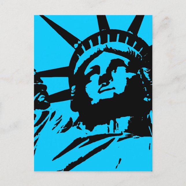 Blue Pop Art Statue of Liberty Postcard (Front)