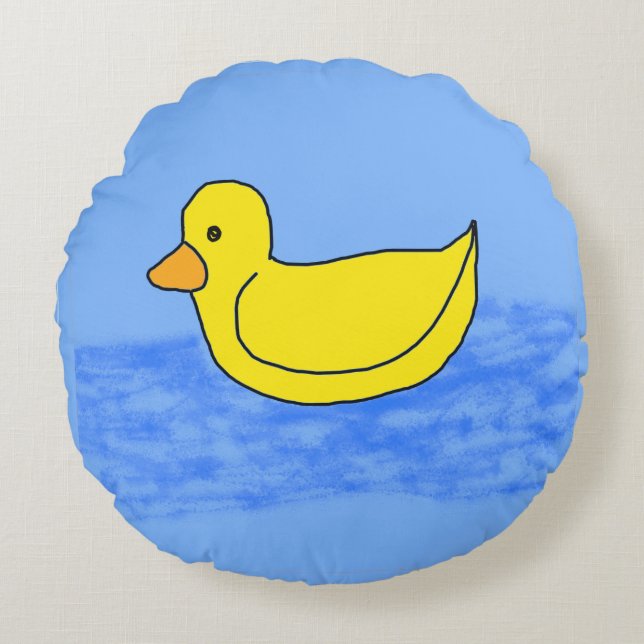 Blue Popcorn Anime Ducky Round Cushion (Front)