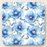Blue Poppies flower pattern Coaster<br><div class="desc">Blue Poppies flower pattern</div>