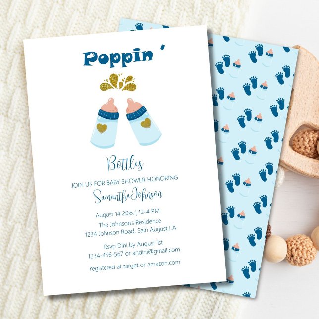  Blue Poppin Bottles Boy Baby Shower Invitation (Creator Uploaded)