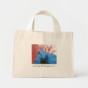 BLUE POPPY dream goes on red Mini Tote Bag
