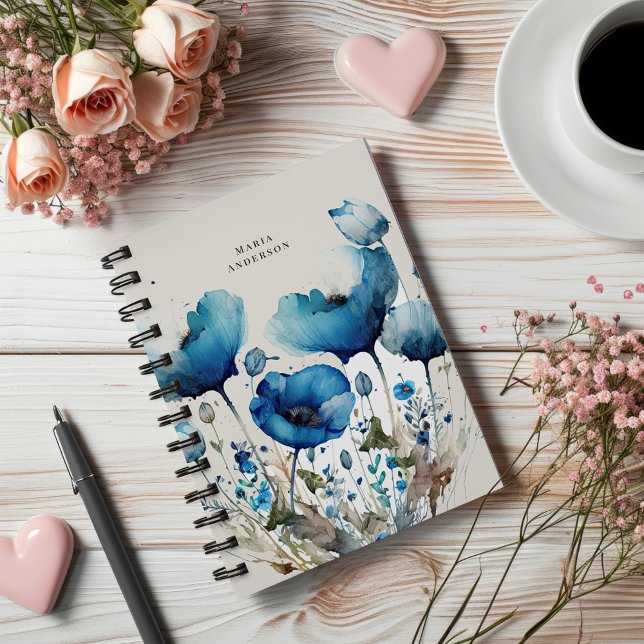 Blue Poppy Floral Monogram Planner (Creator Uploaded)