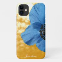 BLUE POPPY flower golden sky