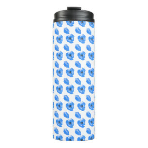 Blue poppy Flowers summer nature pattern Thermal Tumbler