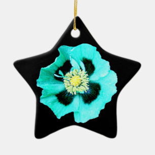 Blue Poppy ornament star black