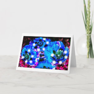 Blue poppy spirits art holiday card