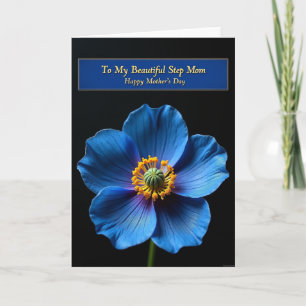 Blue Poppy Step Mum Day Card