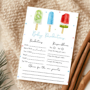 Blue Popsicle Baby Shower Baby Predictions Game