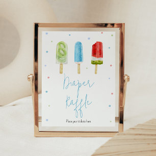 Blue Popsicle Baby Shower Diaper Raffle Poster