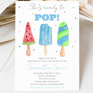Blue Popsicle Baby Shower Invitation