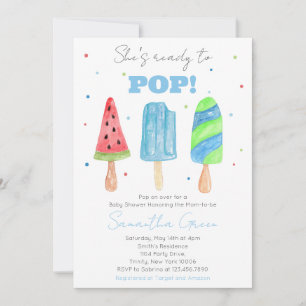 Blue Popsicle Baby Shower Invitation