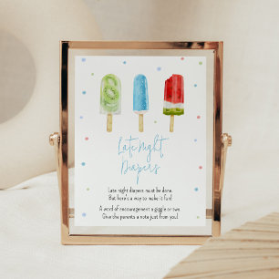 Blue Popsicle Baby Shower Late Night Diapers Poster
