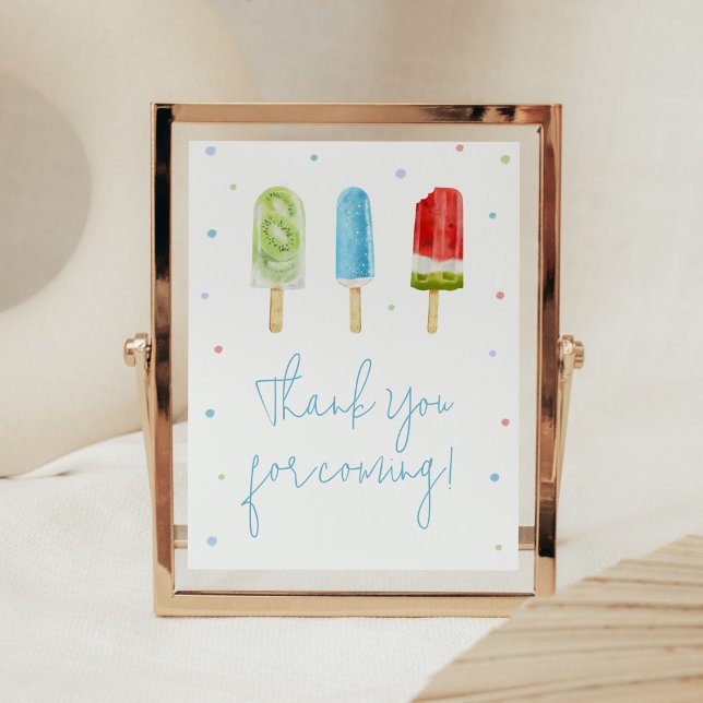 Blue Popsicle Baby Shower Thank you for Coming Poster (Ready to Pop Baby Shower Thank you for Coming Sign)