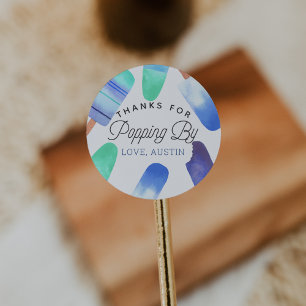 Blue Popsicle Kids Birthday Favour Thank You Classic Round Sticker